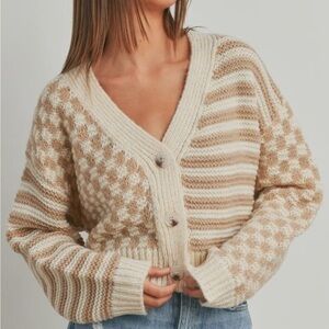 Elizabeth Cardigan ✨ Oversized Buttondown Checkered Stripe Cardigan